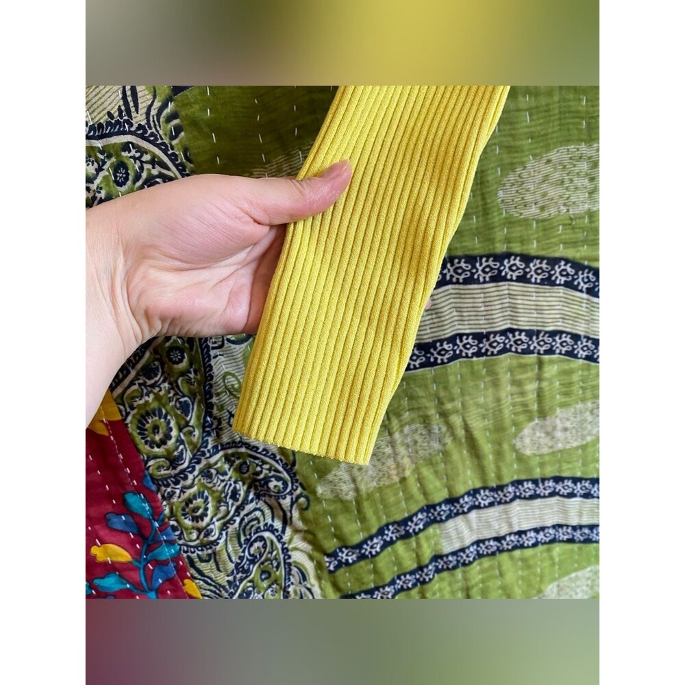 The Fold Lemon Yellow Criss Cross Ribbed Long Sleeve Top Size Small Loud Luxury - Picture 9 of 14